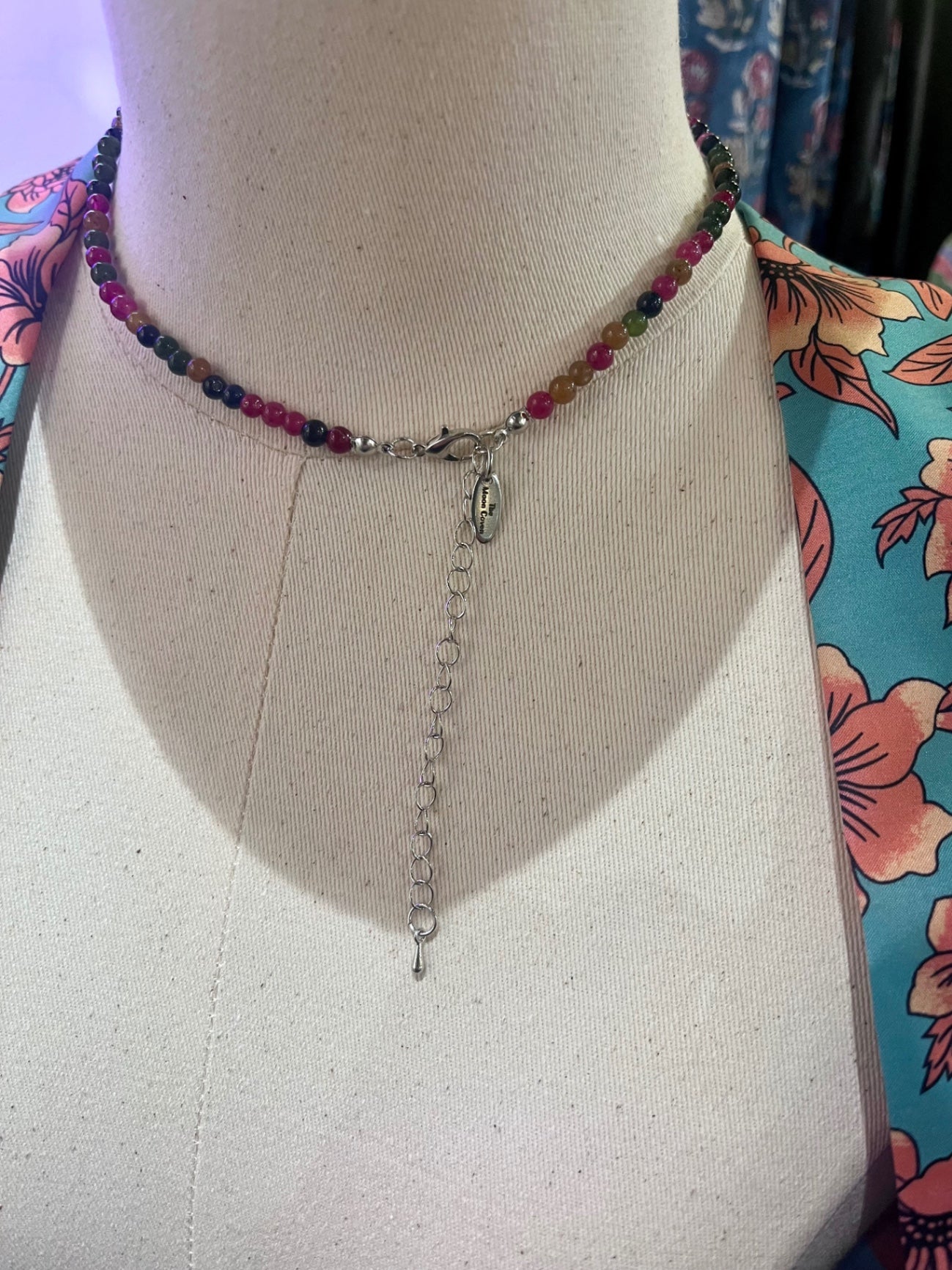 Rainbow Tourmaline Gold Smiley Charm Necklace