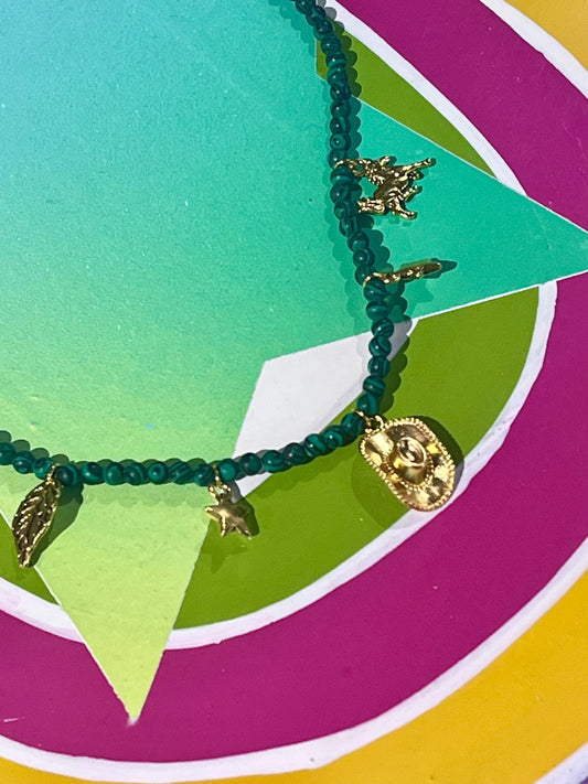 Malachite Gold Cowboy Charm Necklace