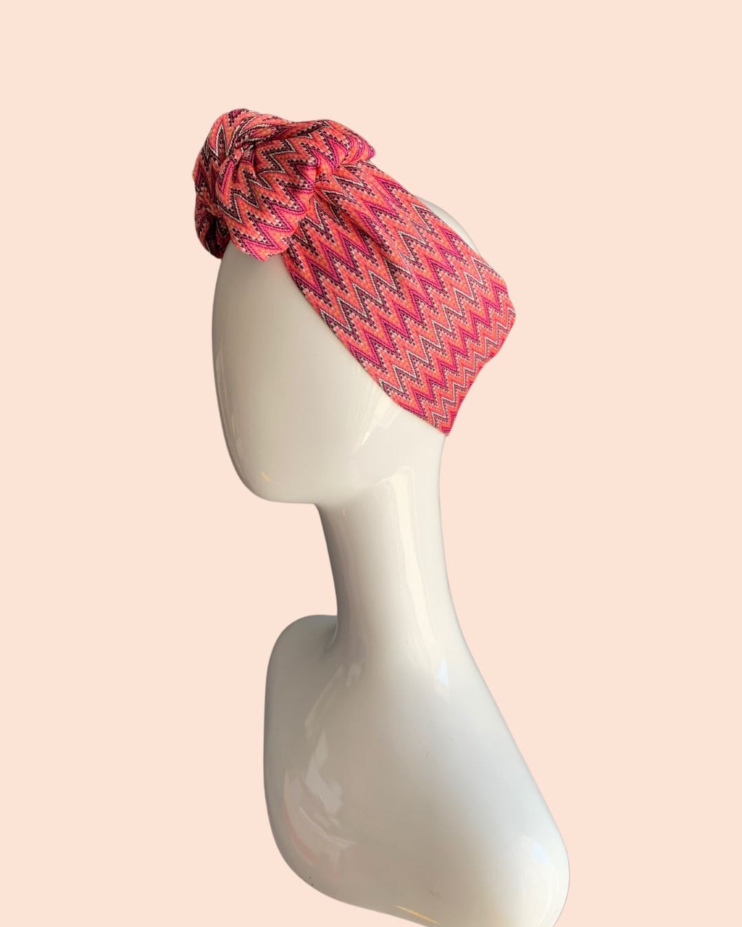 Zig-zag Pink turban bow headband