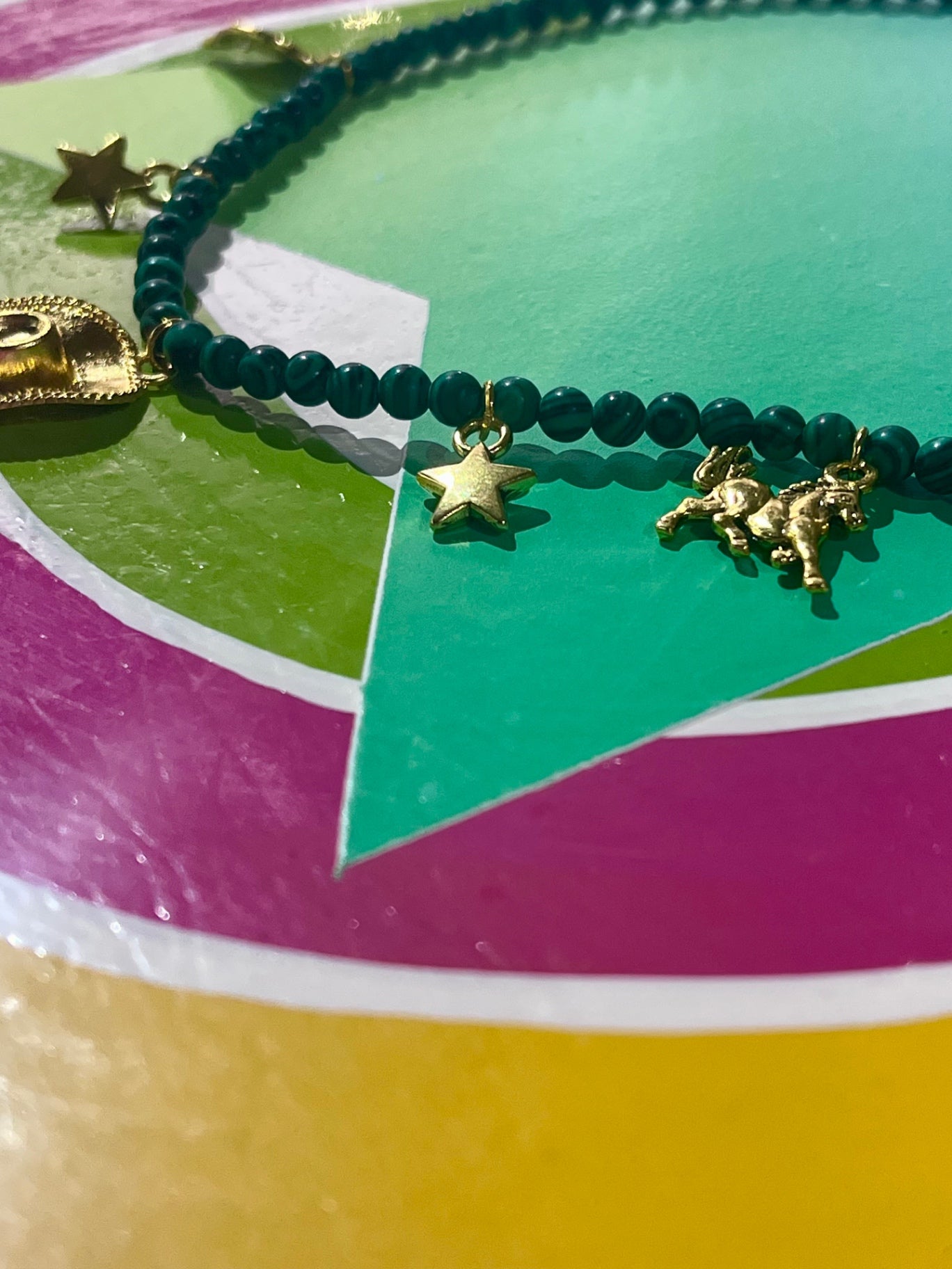 Malachite Gold Cowboy Charm Necklace
