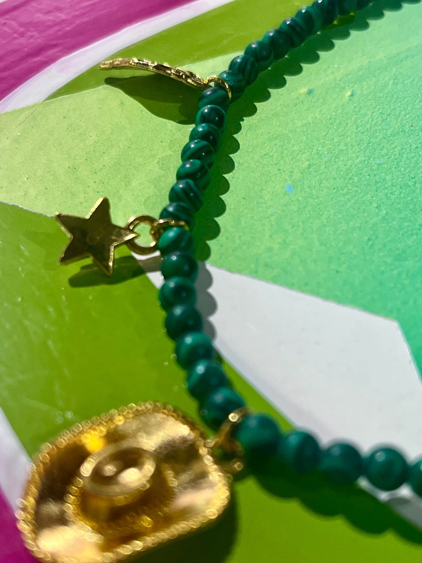 Malachite Gold Cowboy Charm Necklace