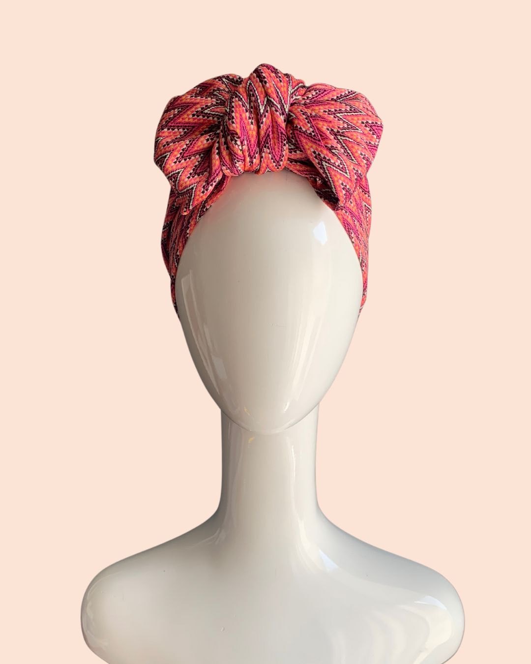 Zig-zag Pink turban bow headband