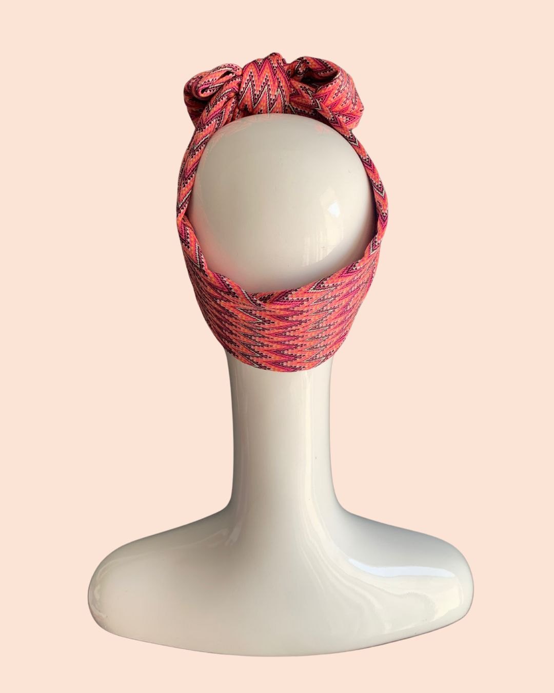 Zig-zag Pink turban bow headband