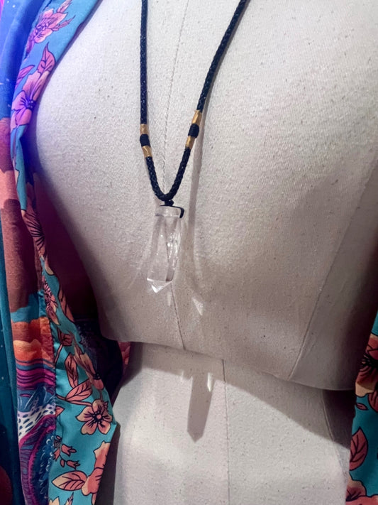 Clear Quartz Adjustable Rope Necklace