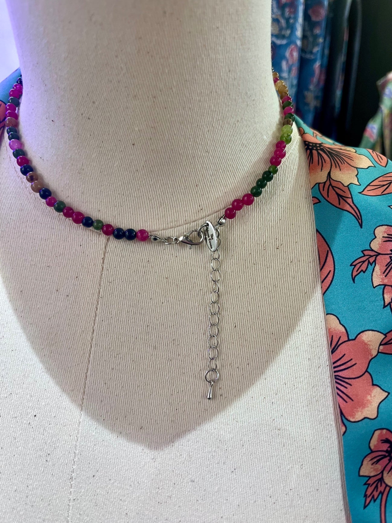 Rainbow Tourmaline Gold Smiley Charm Necklace