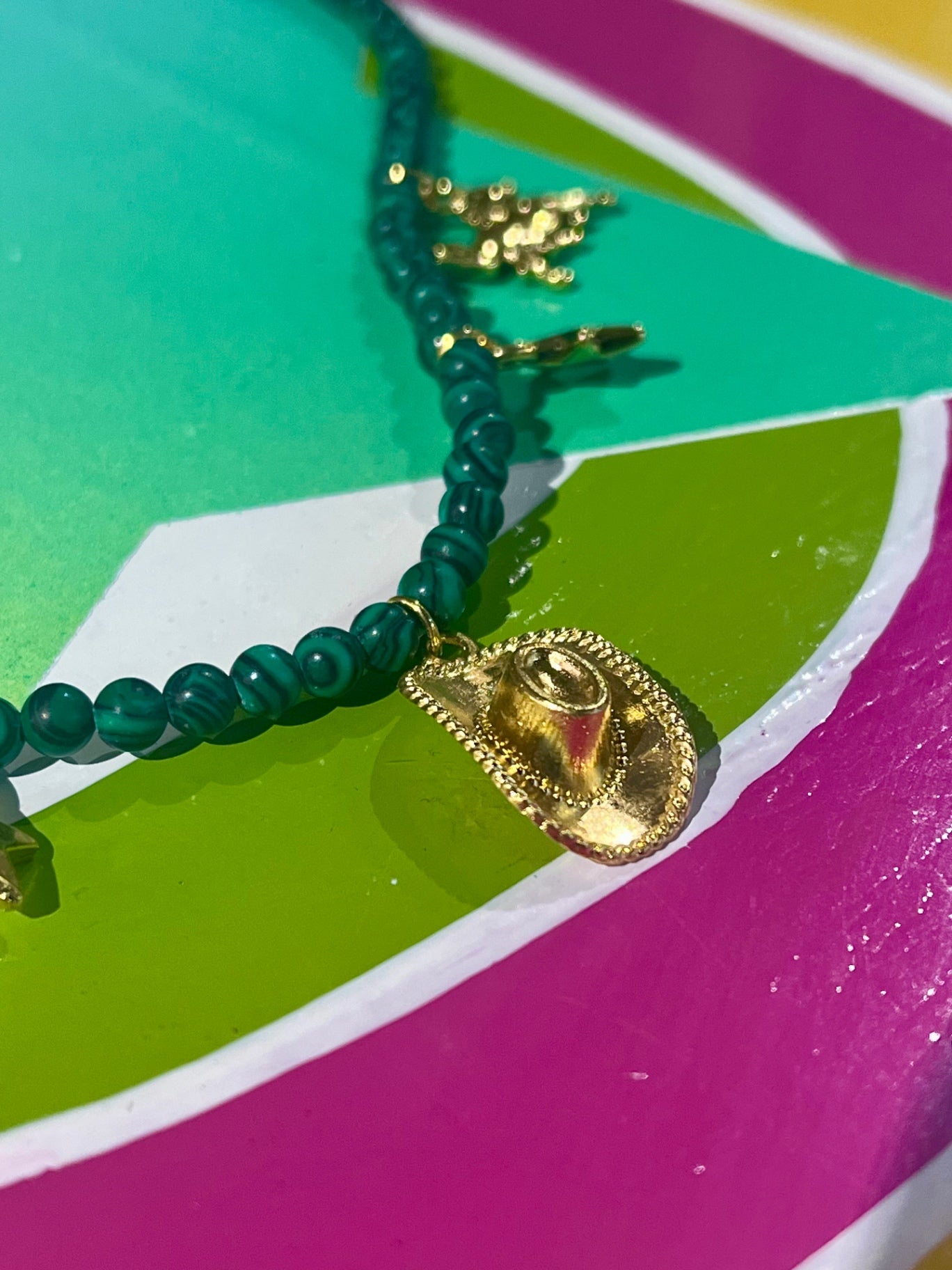Malachite Gold Cowboy Charm Necklace