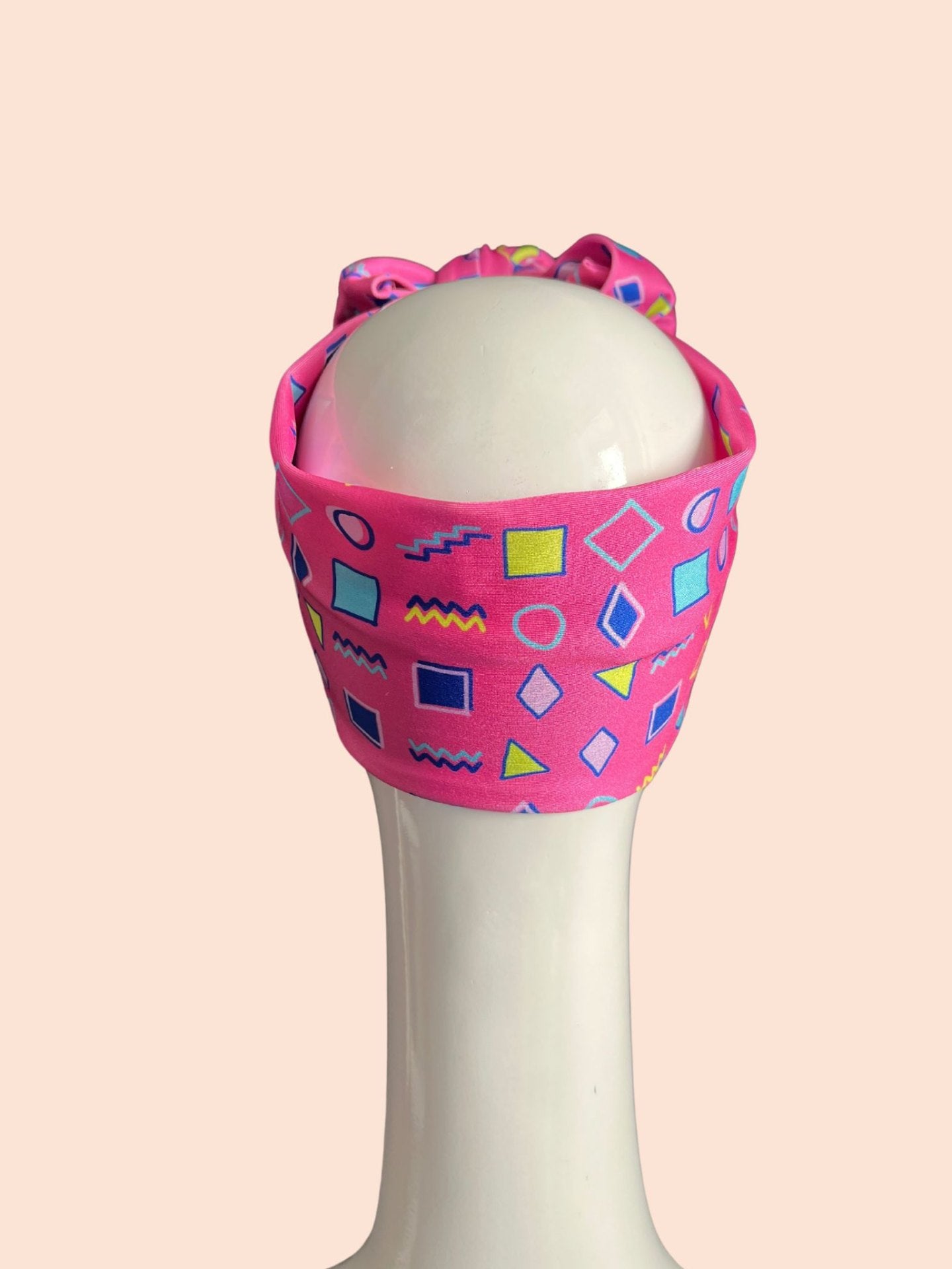 90s print pink turban bow headband