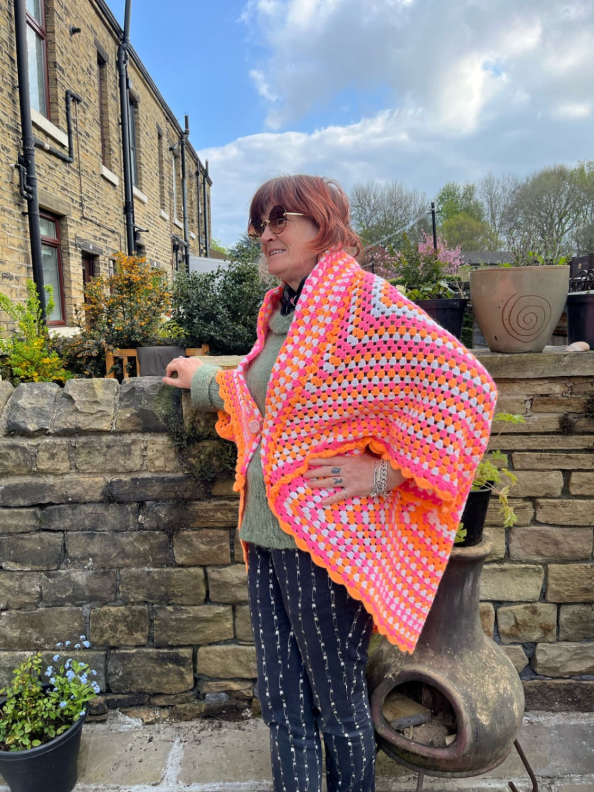 Shawl Pink, Orange, White