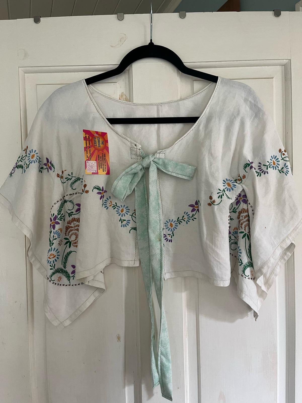 Blouse White with Mint Bow