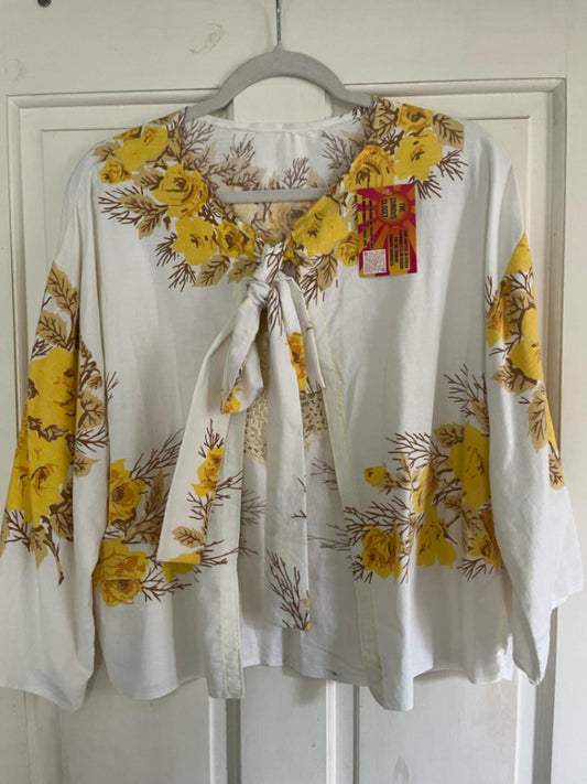 Blouse with Yellow and Brown Floral Print
