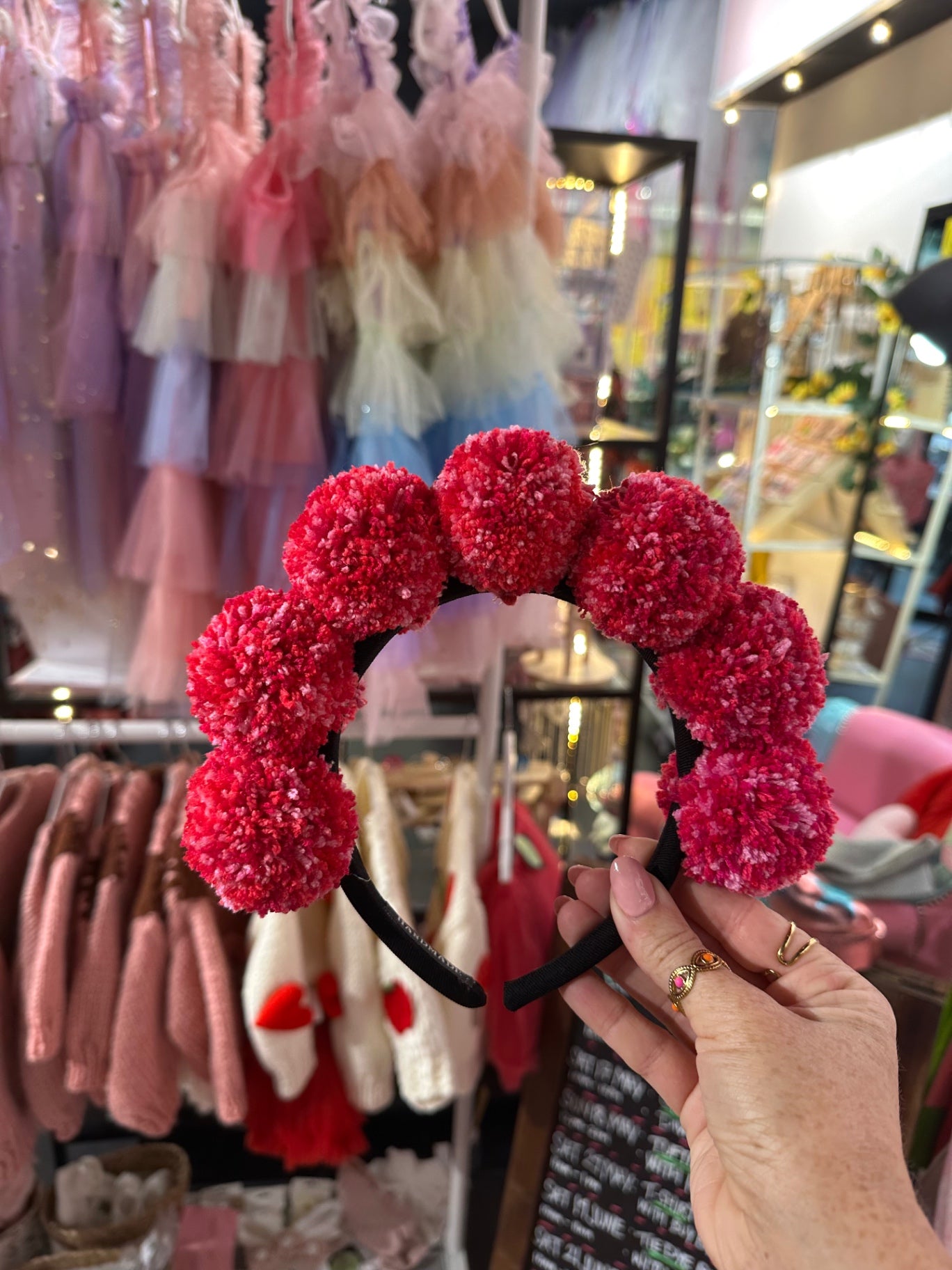 Mini bold pink Pom Pom headband