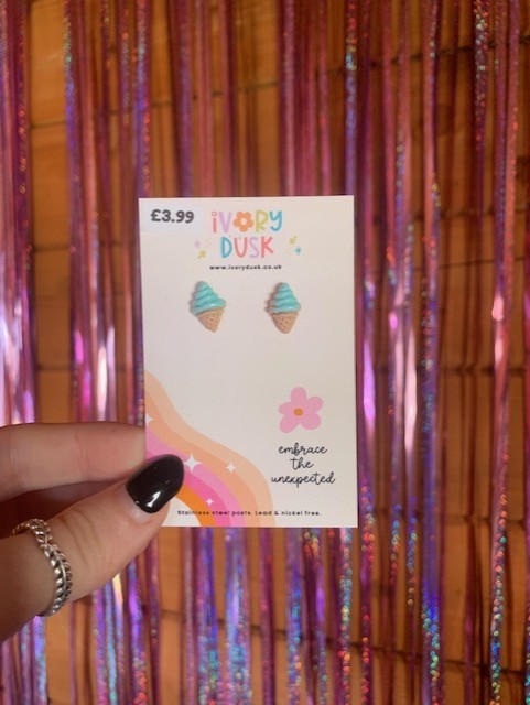 mint ice cream stud earrings