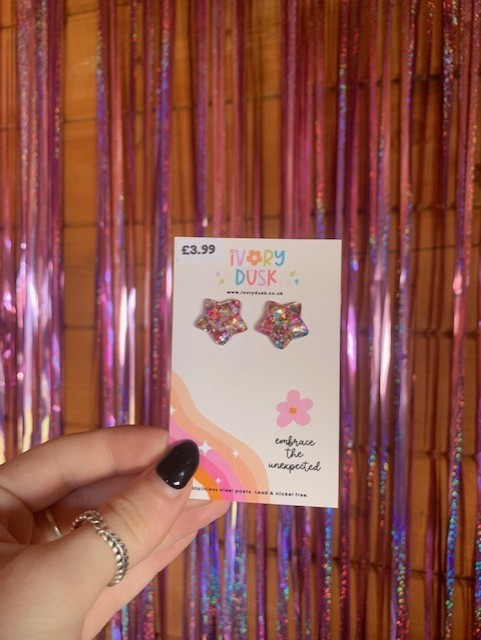sparkly star stud earrings