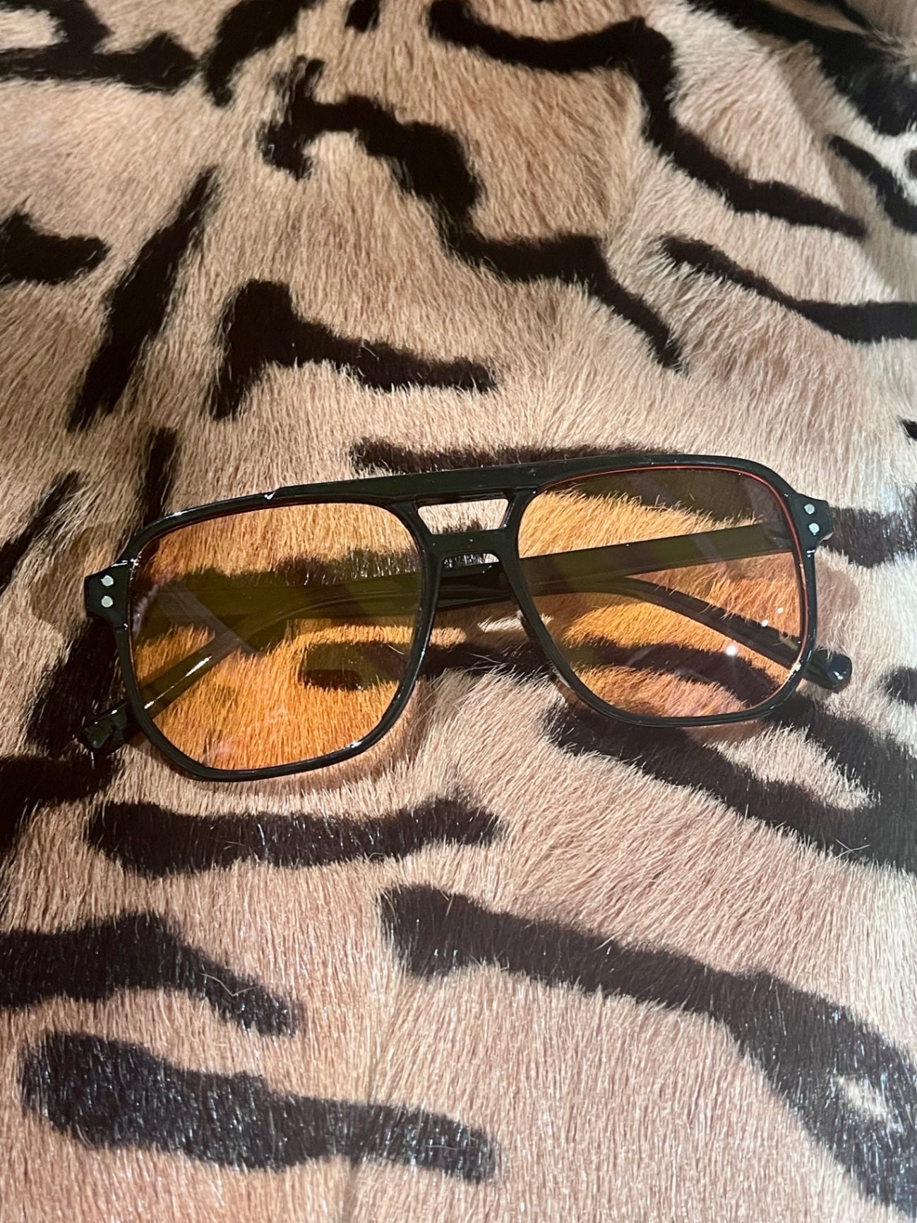 Porto Aviator Black Orange Sunnies