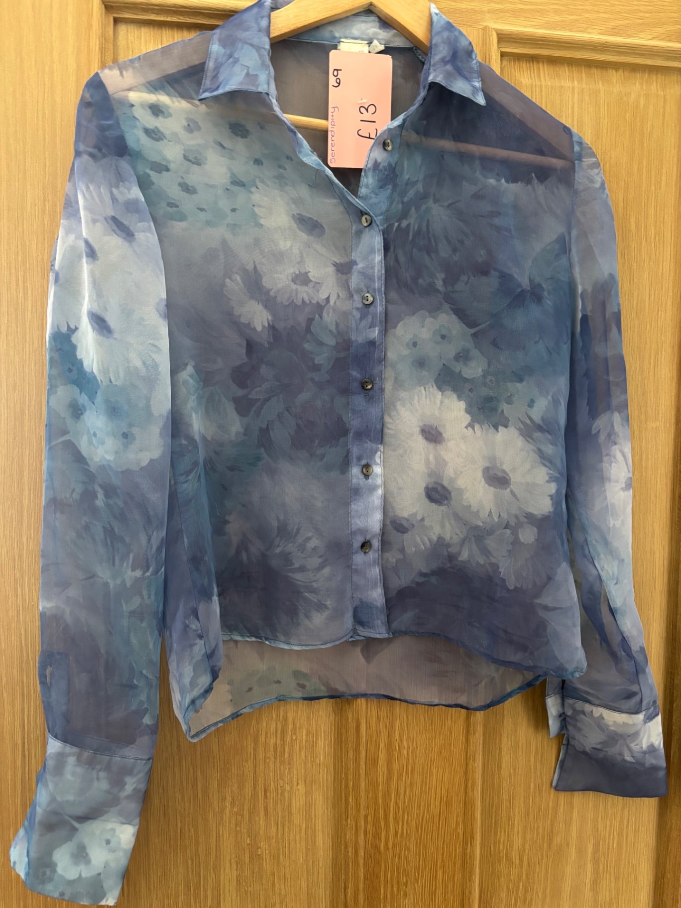 Chiffon sheer blue shirt