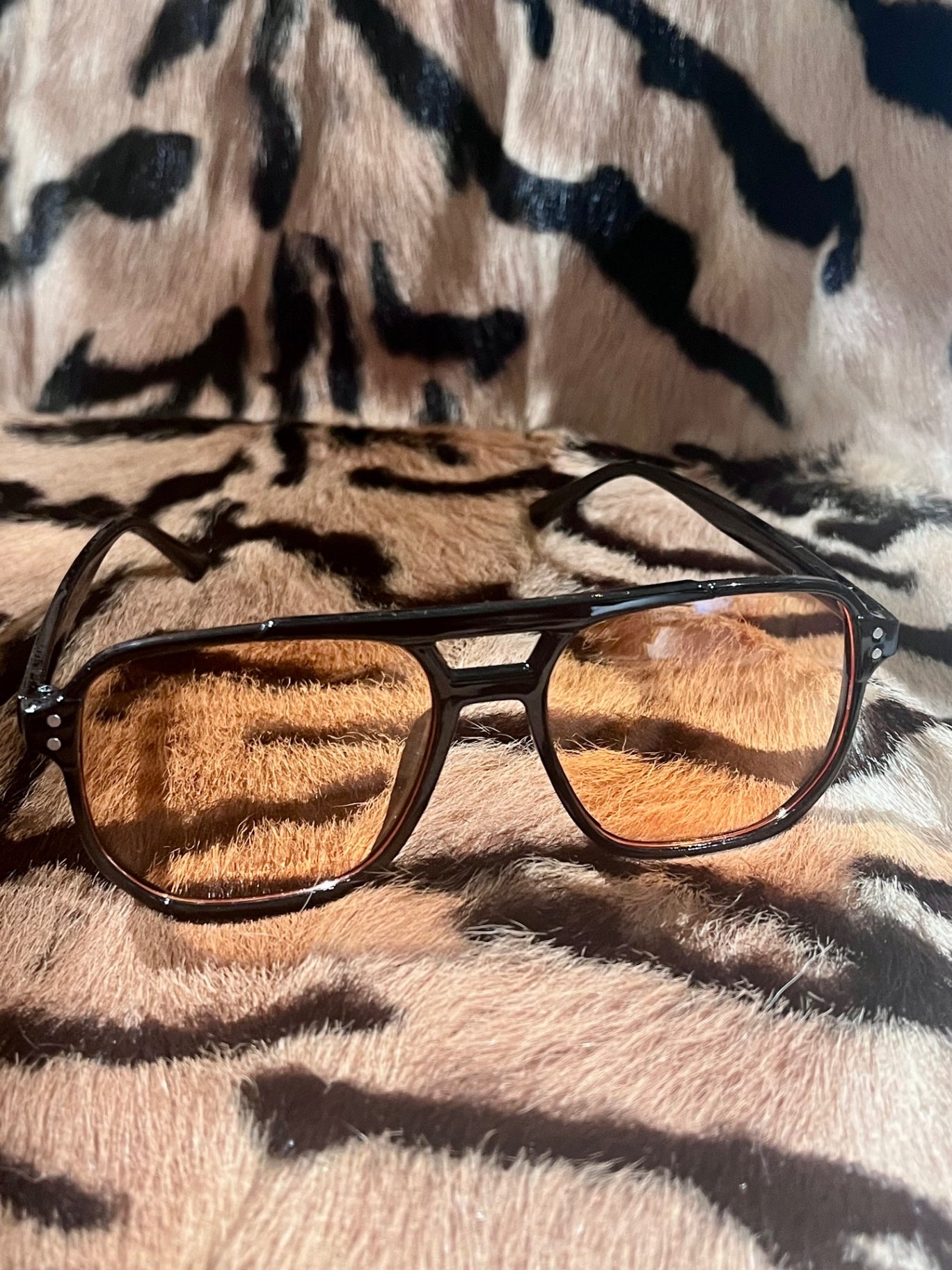 Porto Aviator Black Orange Sunnies