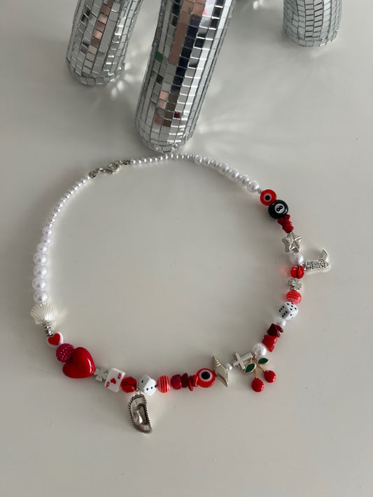 Red Flame Necklace - Silver