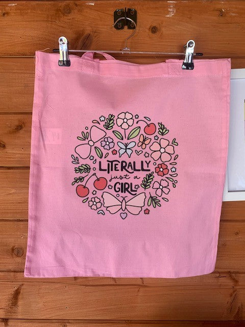 literally just a girl tote bag