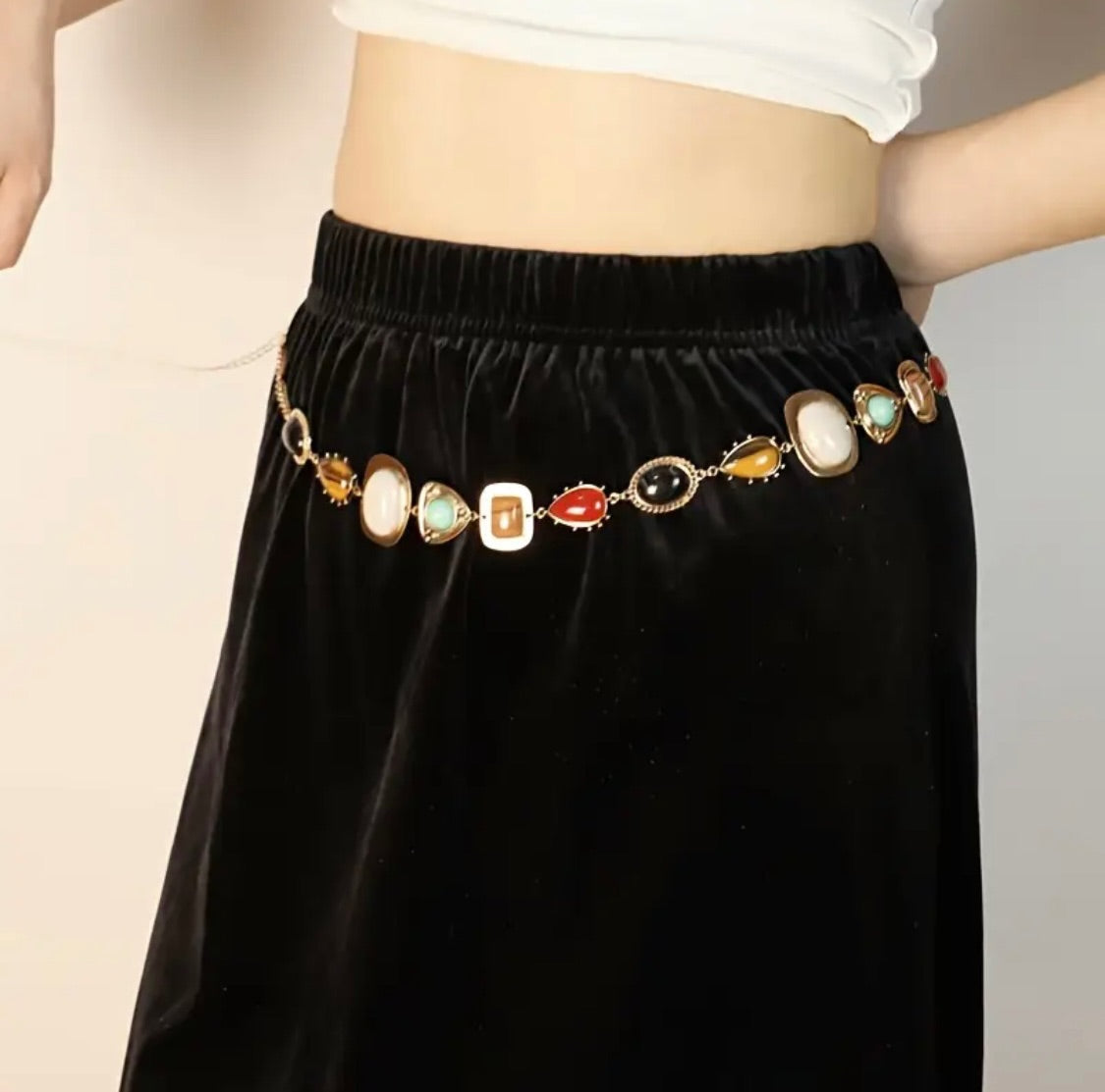Beaded Gold Chain Belt