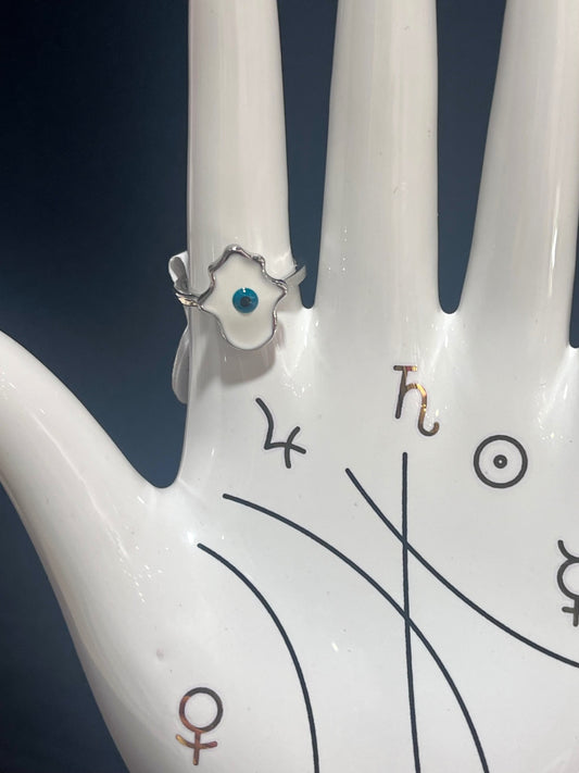 Blue Silver Hasma Ring Size 16