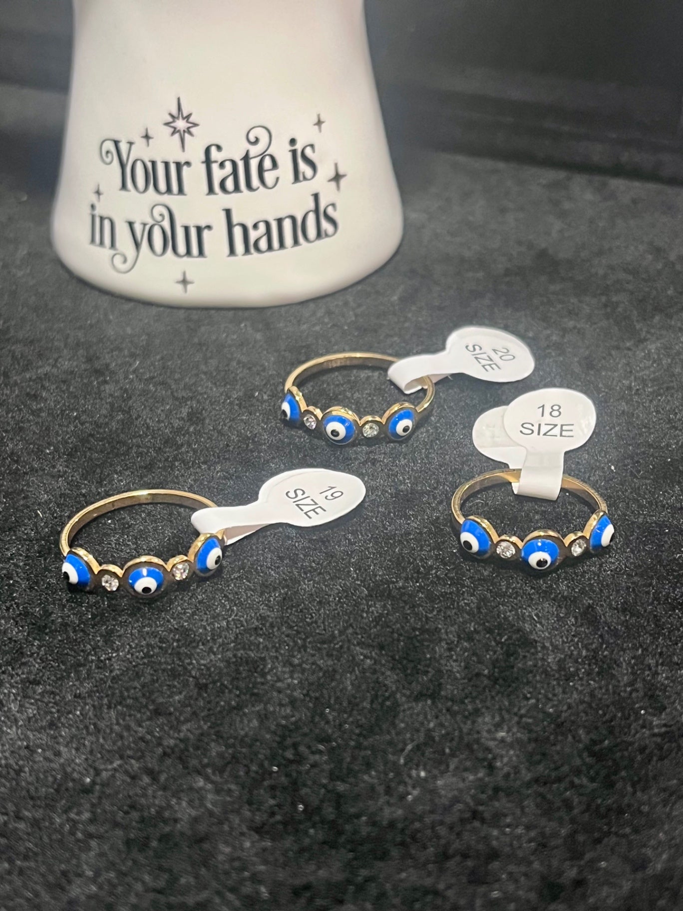 Blue Gold Evil Eye Ring Size 18