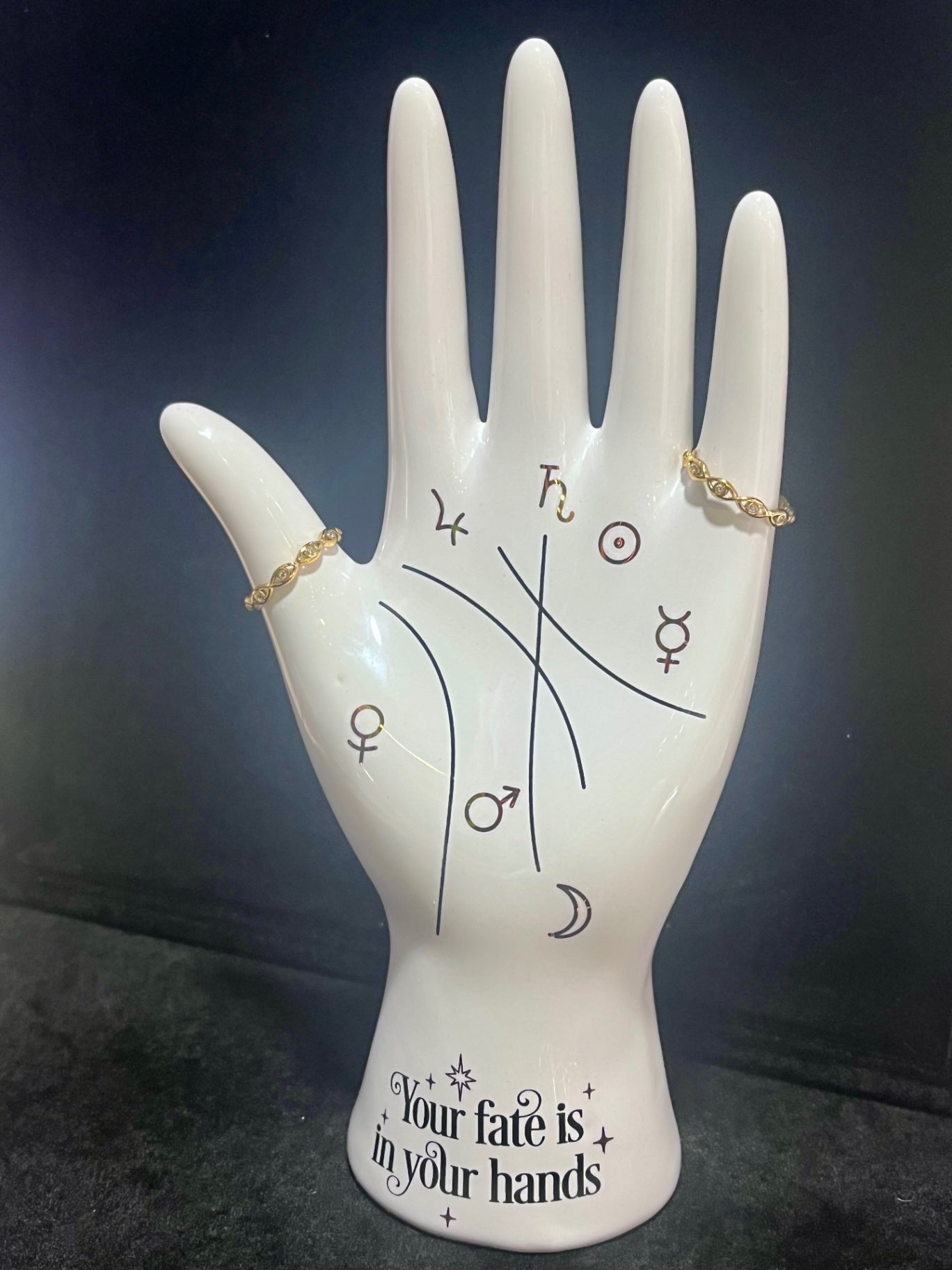 Gold white crystal Eye Stacker Ring