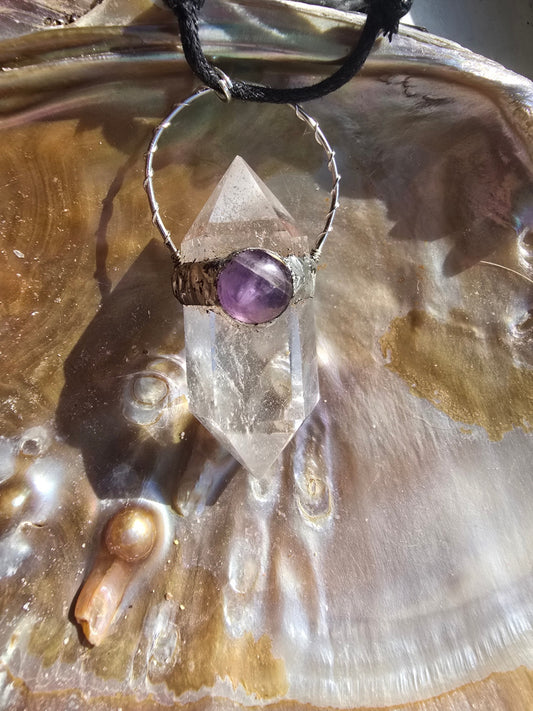 Clearquartz and amethyst necklace