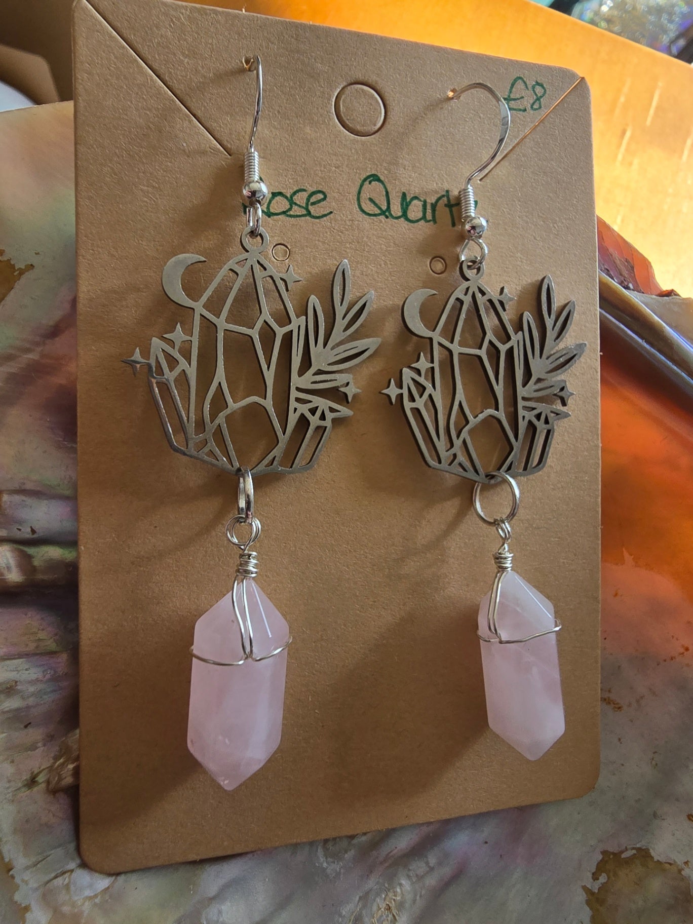 Rose quartz mini tower earrings