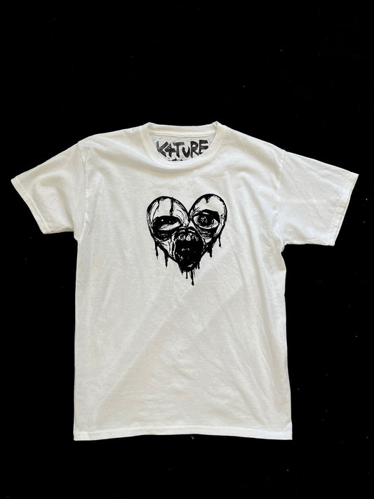 K4TURE oversized white t shirt with bleeding heart