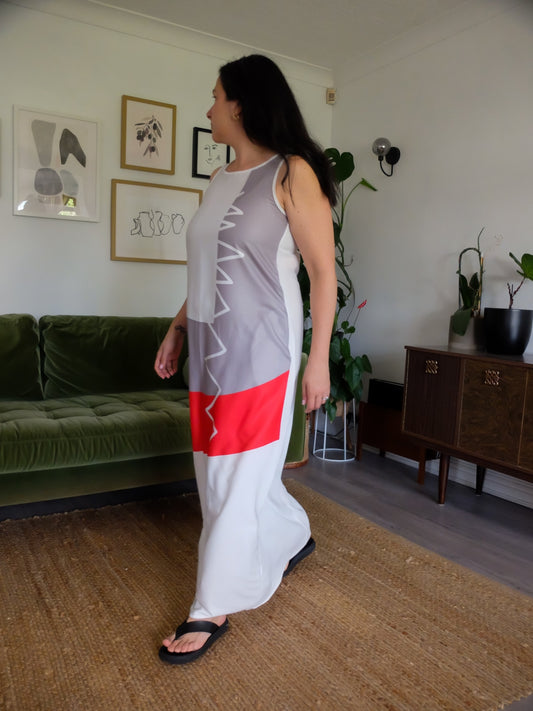 White and Red Maxi Dress