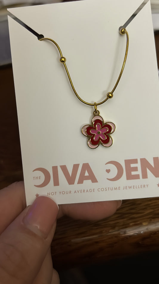 Pink flower necklace
