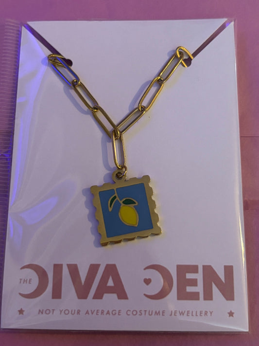 Blue lemon necklace