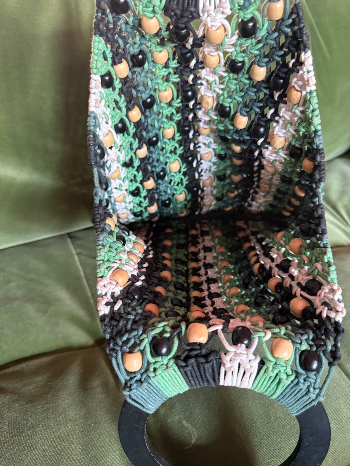 Vintage Beaded Green Bag