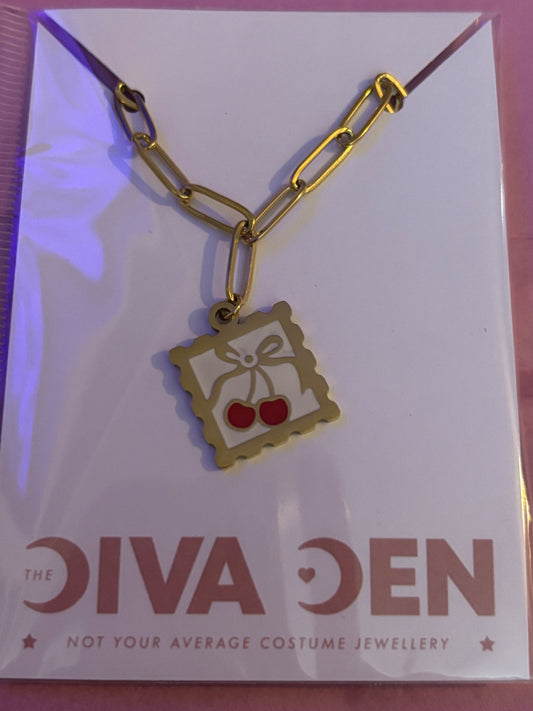 Cherry bow necklace