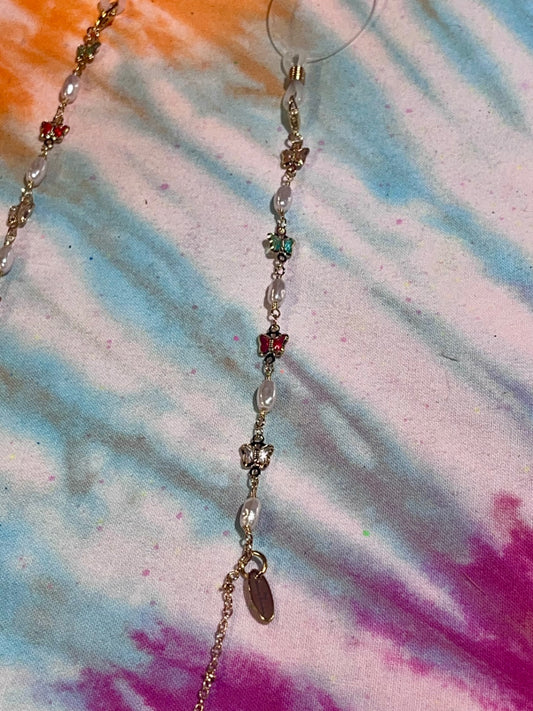 Gold Pearl Butterfly  Glasses Chain
