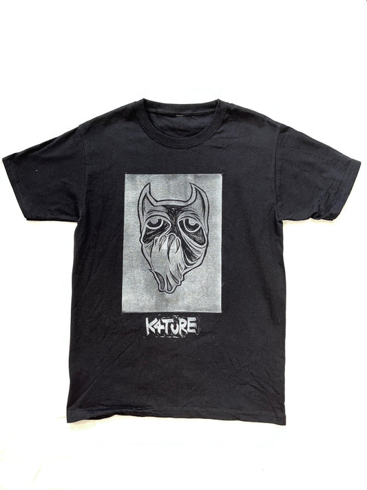 K4TURE black oversized t shirt with white devil