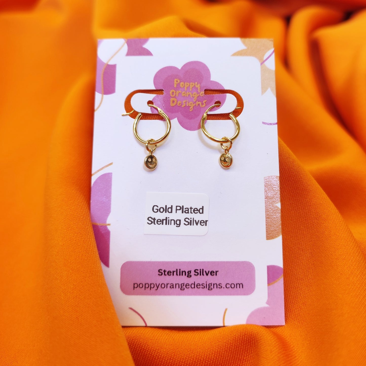 Gold Smiley Hoops