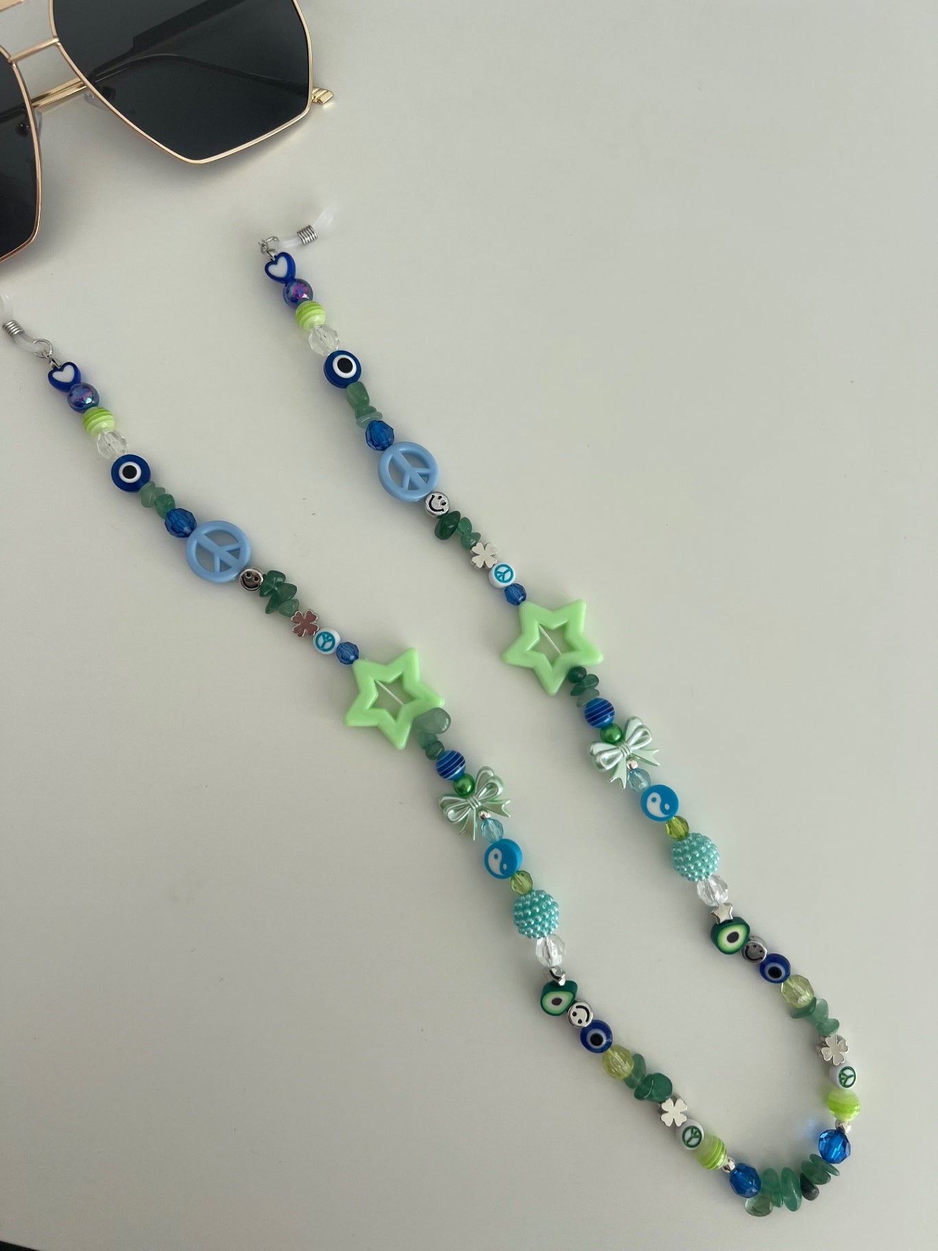 Shine bright sunglasses strap - green and blue
