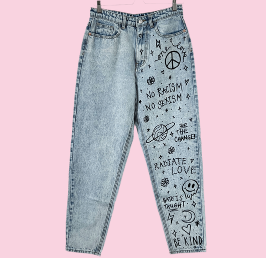 Scrawl jeans - hand-painted