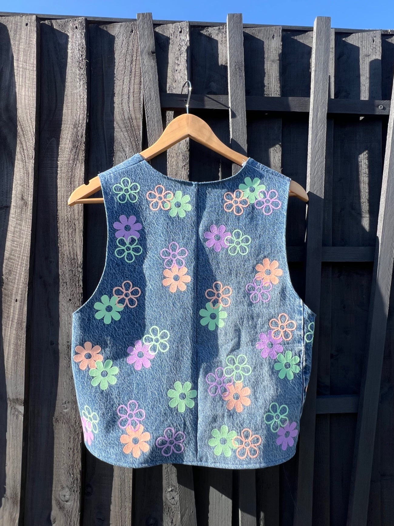 Flower denim vest