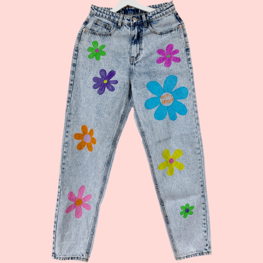 Flower power jeans - hand-painted