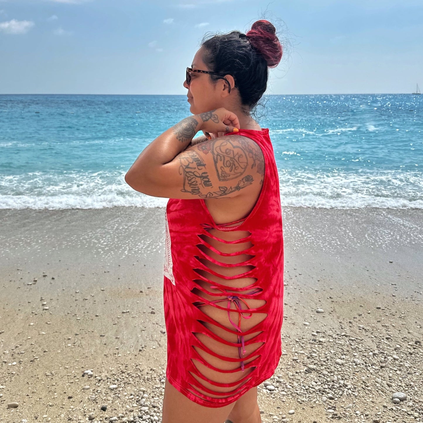 Kind Fierce Brave red side slash vest