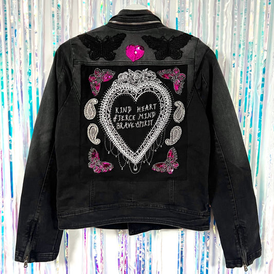 Kind Fierce Brave biker jacket
