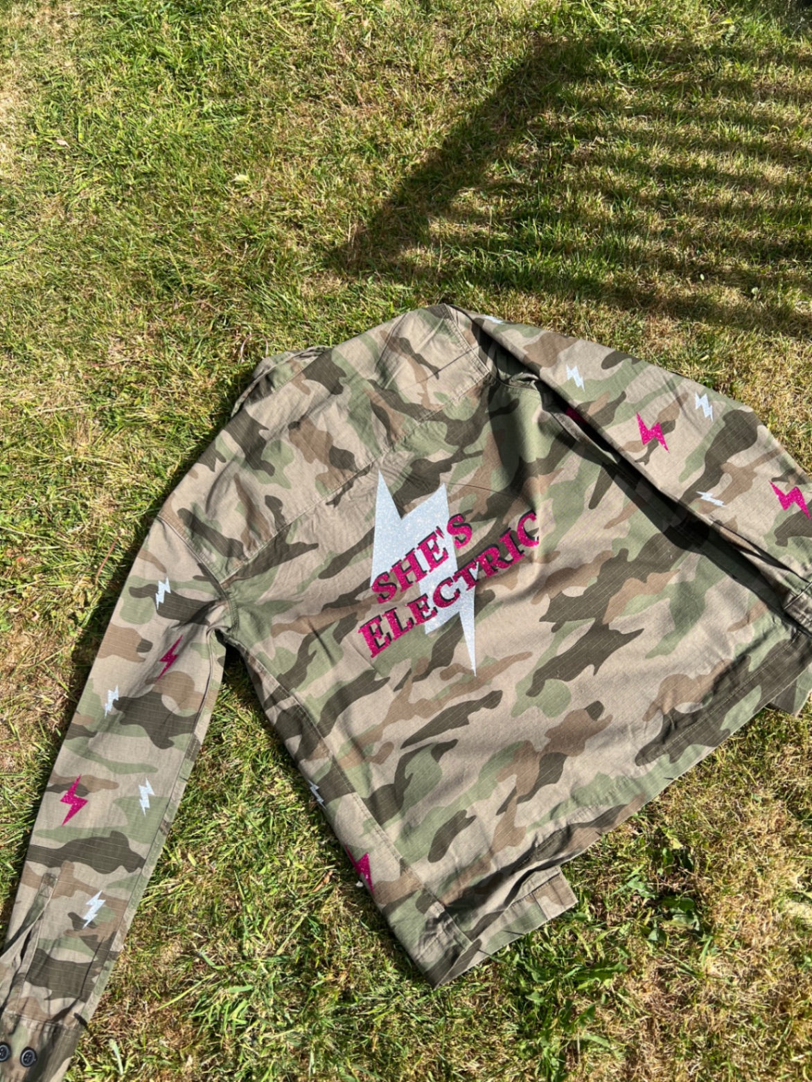 She’s electric camo jacket