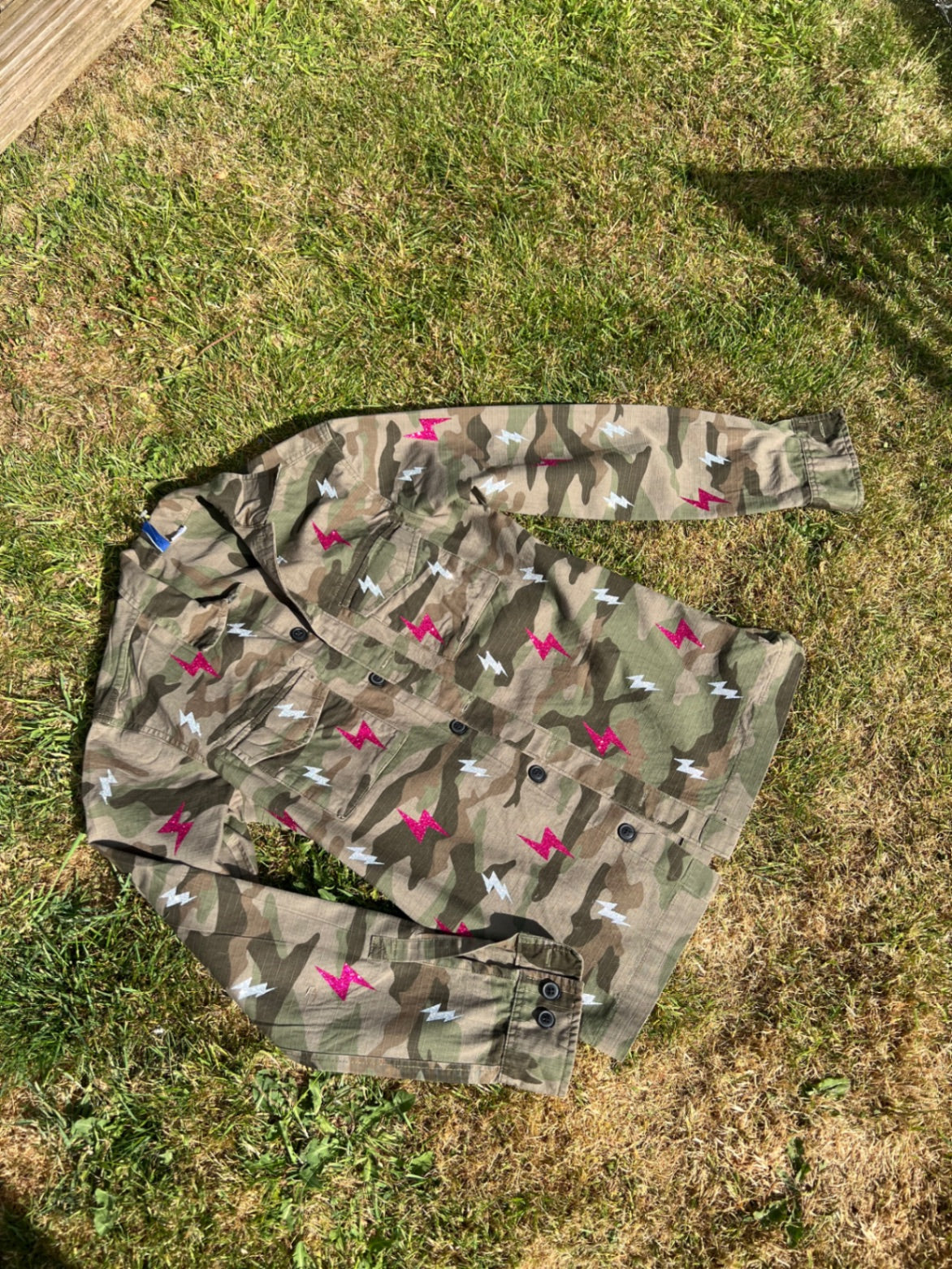 She’s electric camo jacket