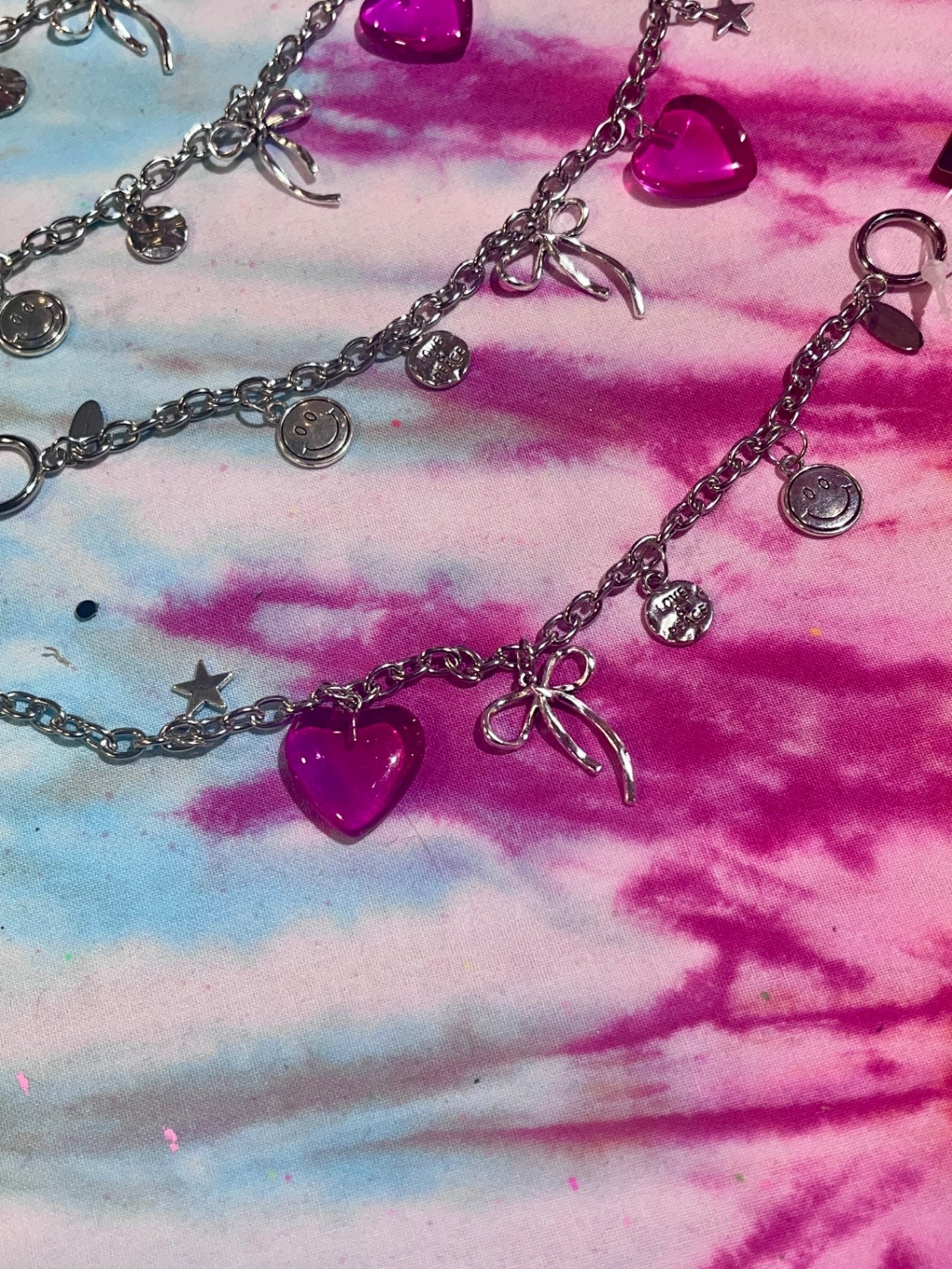 Silver T-Bar Bow Charm Bracelet