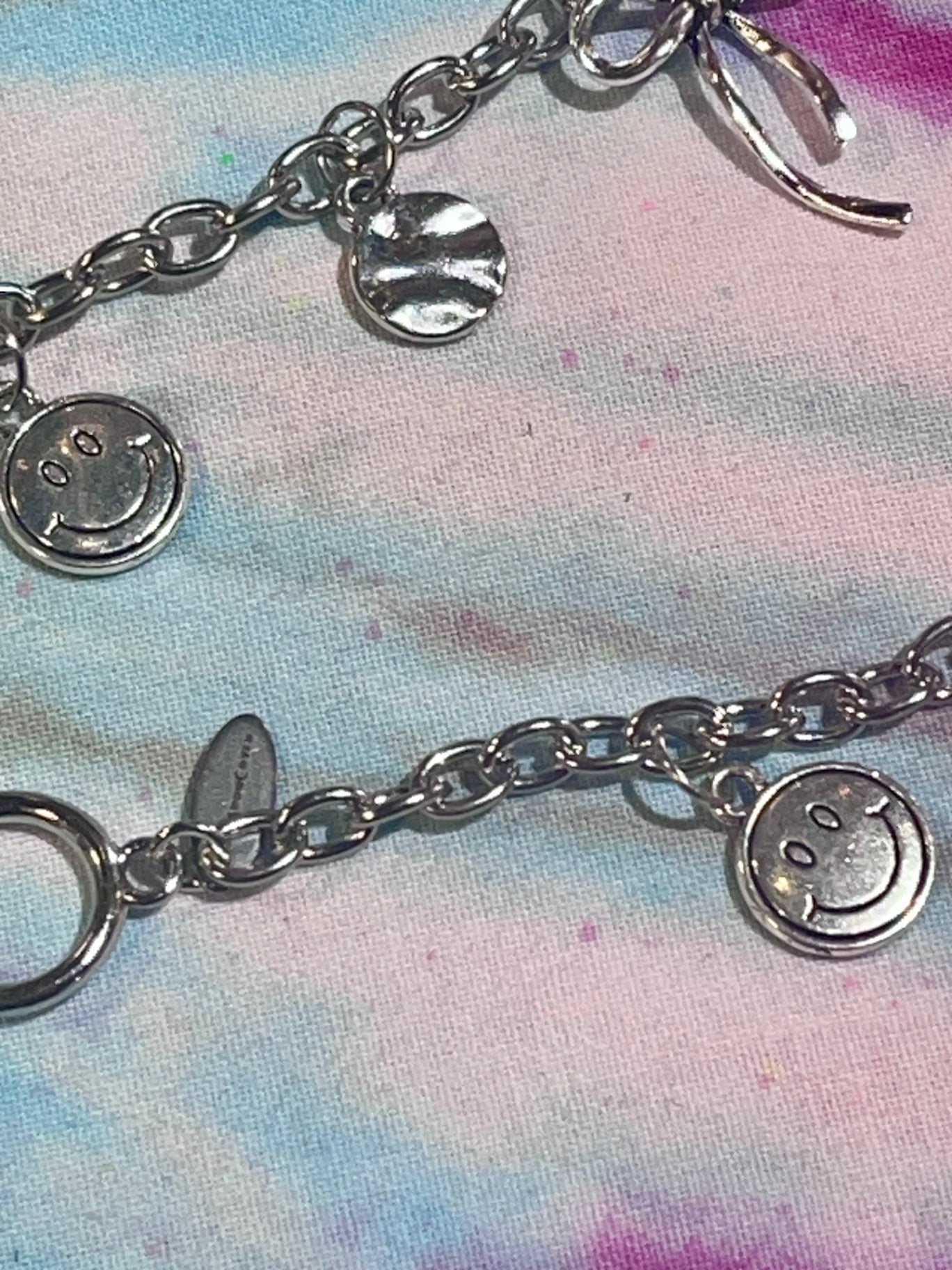 Silver T-Bar Bow Charm Bracelet