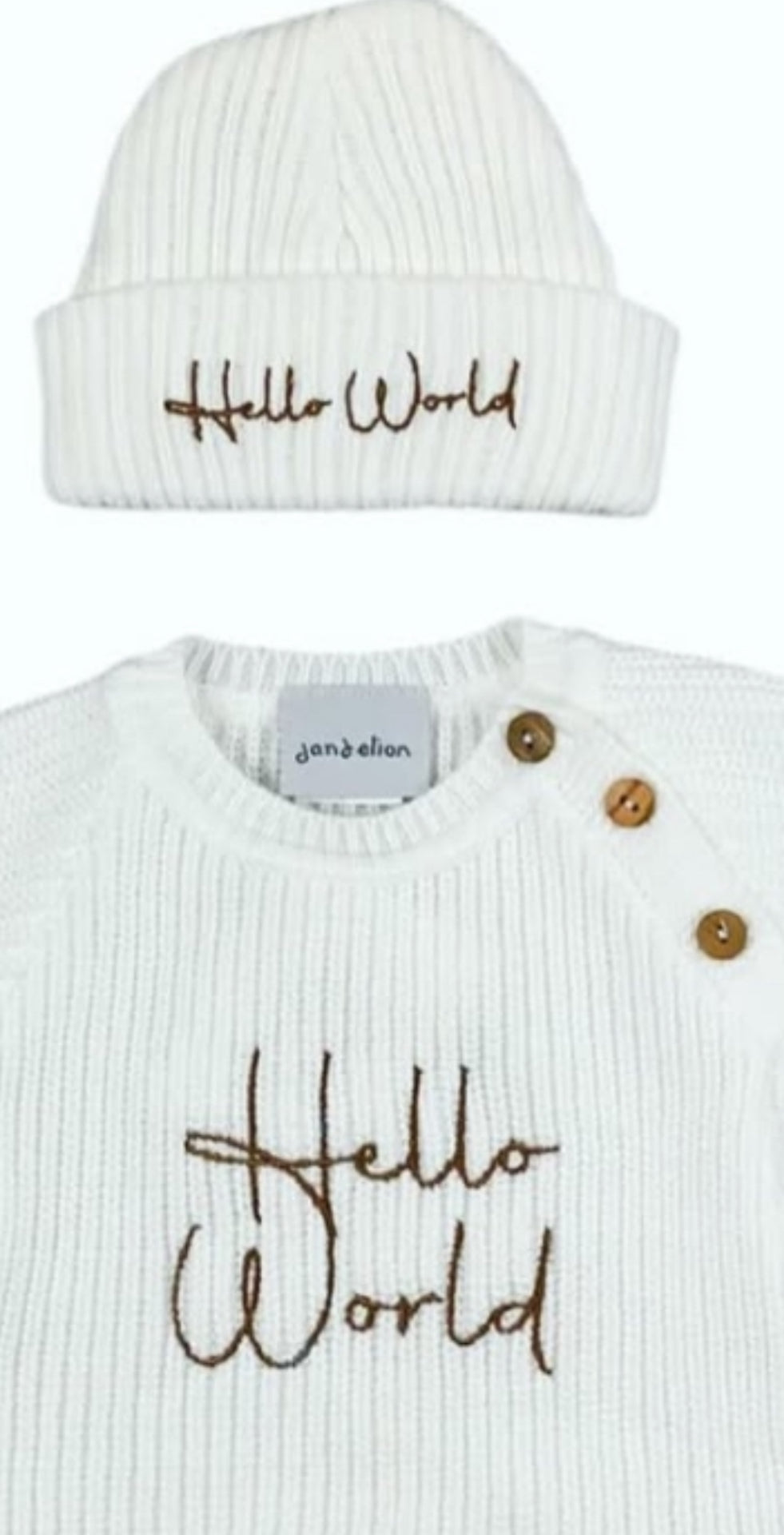 0-3m White Hello World Romper And Matching Hat