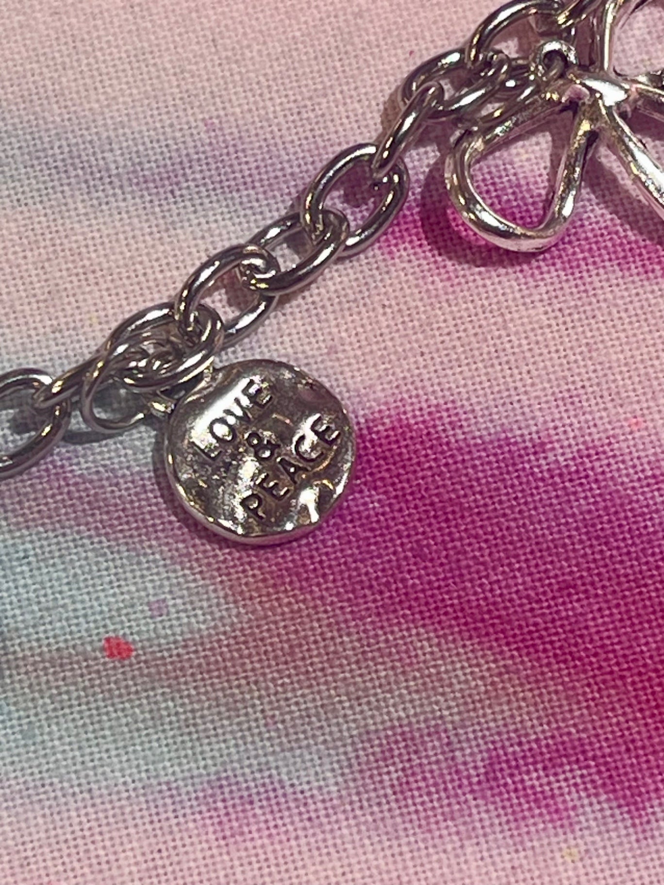 Silver T-Bar Bow Charm Bracelet