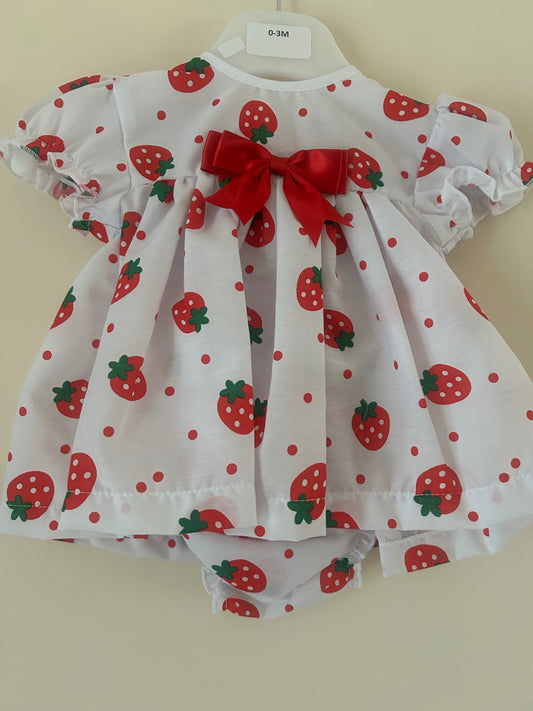 3-6m Handmade Strawberry Dress And Pants Set